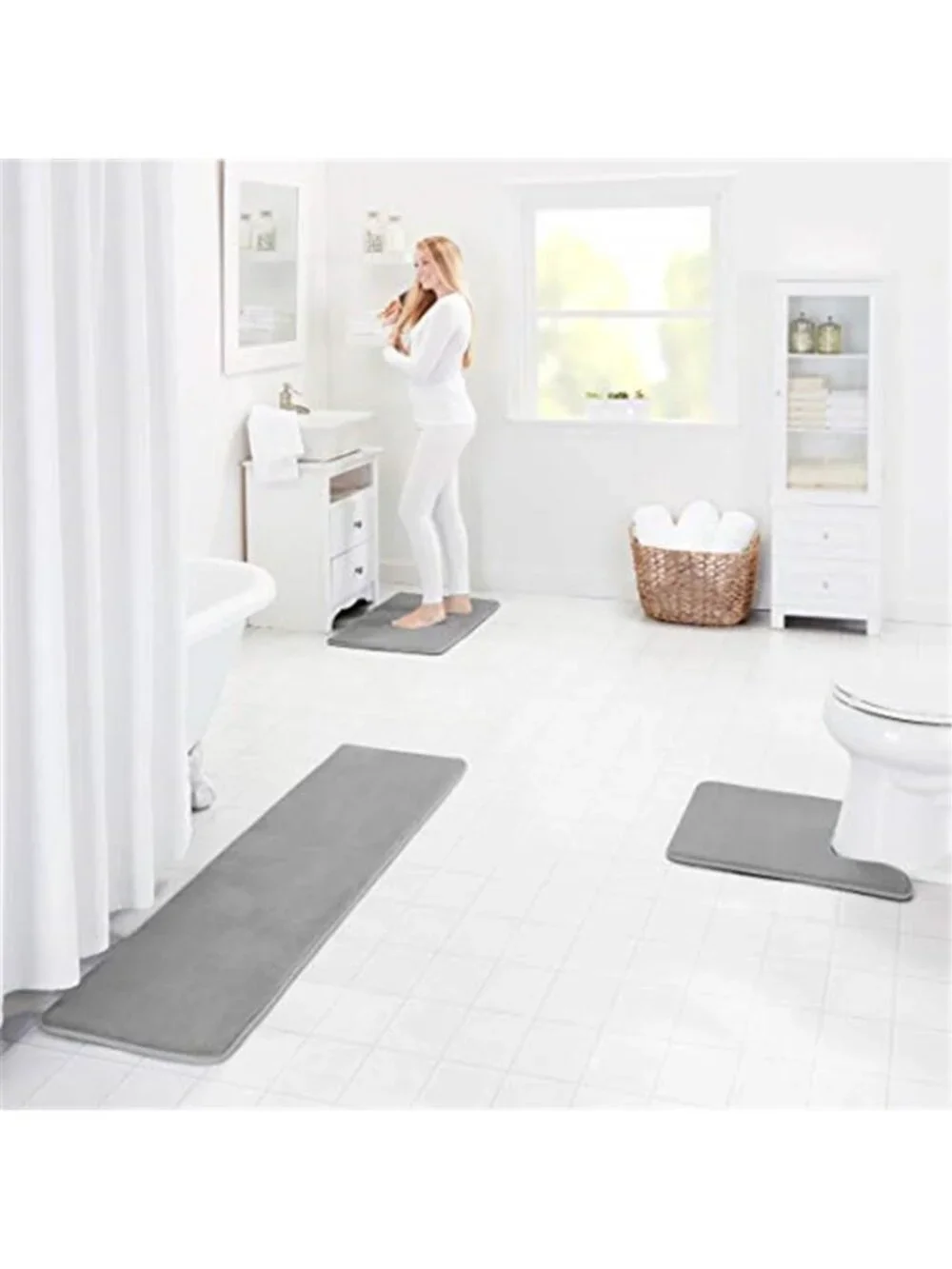 Memory Foam Bath Mat Non Slip Absorbent Velvet Bathroom Rug Soft Quick Dry